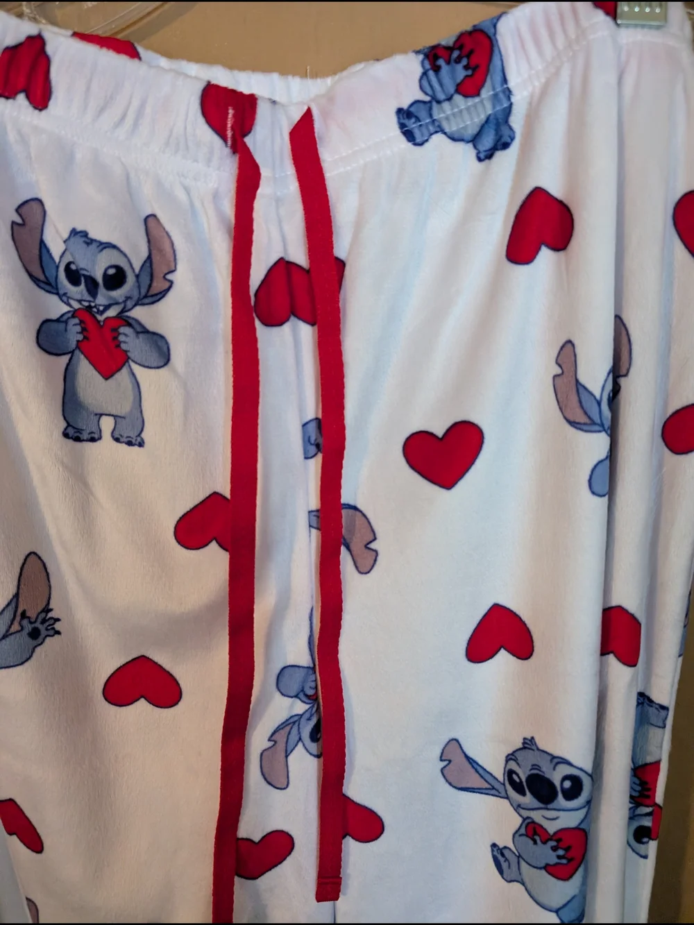 Disney White & Red Stitch Heart Pajama Bottoms Sz M - Picture 2 of 4